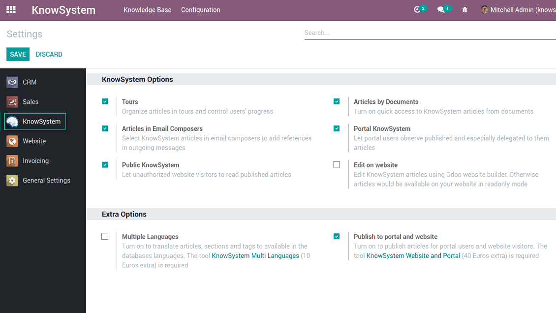KnowSystem Odoo Knowledge Base 13