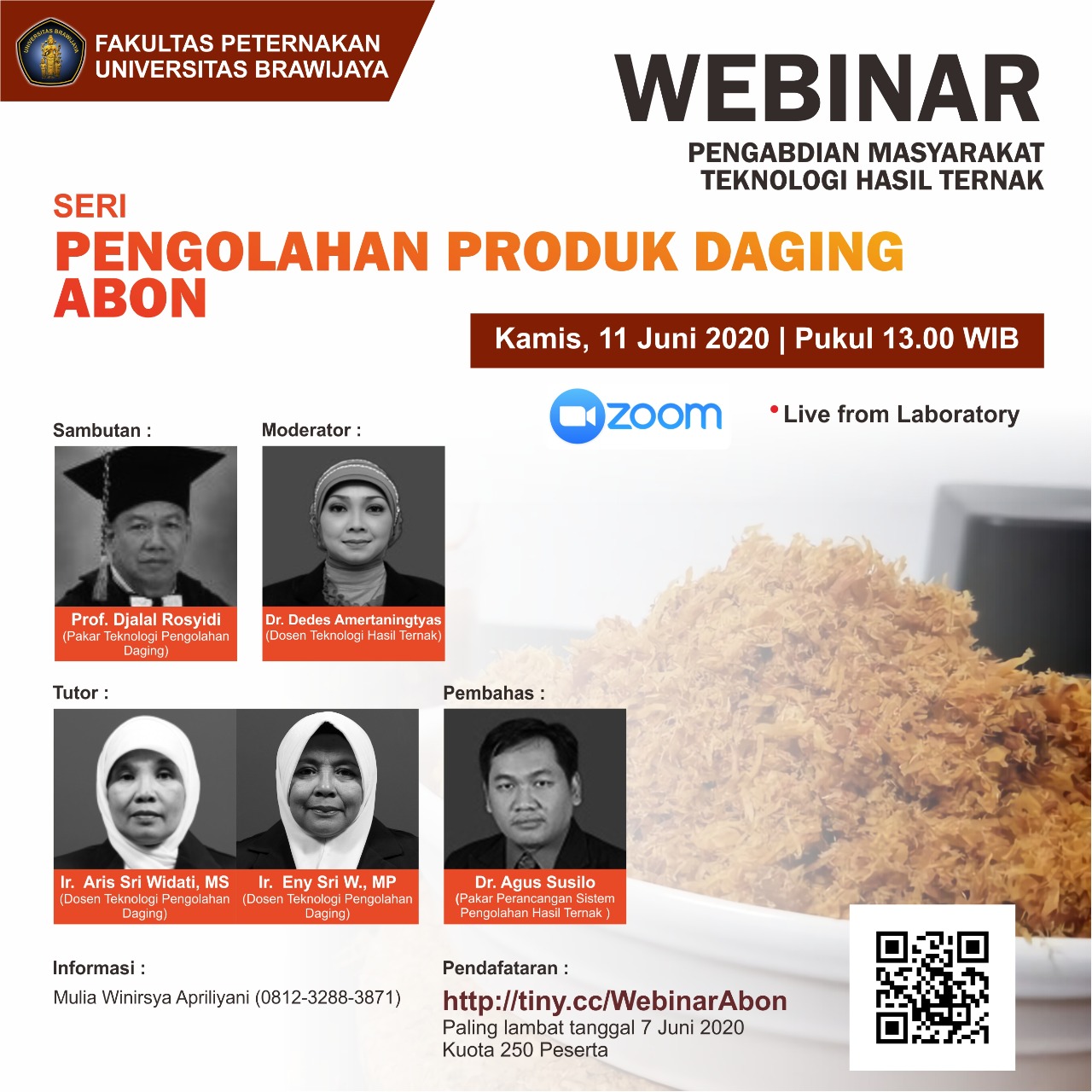 Webinar Pengolahan Produk Daging "Abon" Fakultas Peternakan Webinar Pengolahan Produk Daging "Abon" Fakultas Peternakan