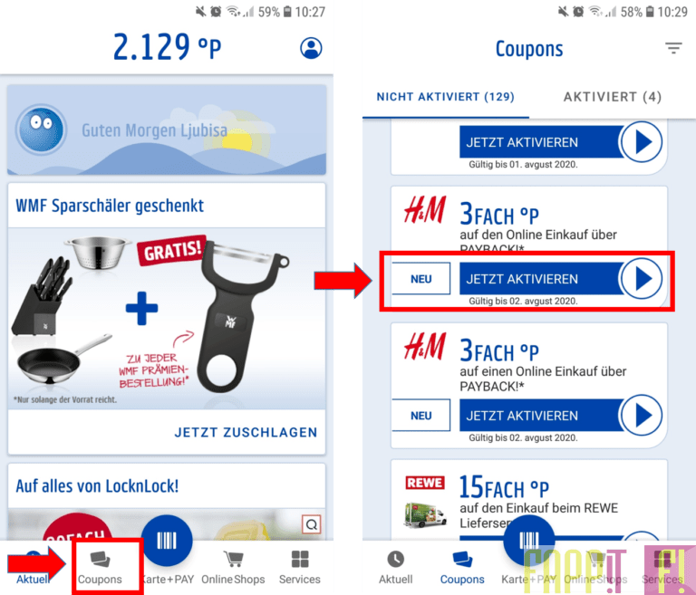Mit der Payback App bei Online Shops wie H&M Geld sparen