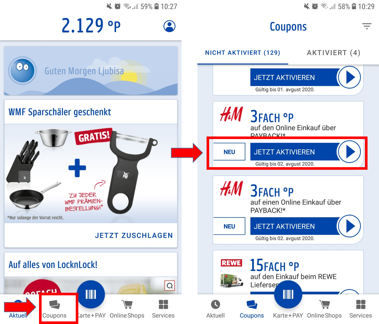 Mit der Payback App bei Online Shops wie H&M Geld sparen