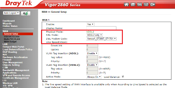 How to Connect DrayTek Vigor2860 / Vigor2862 to VDSL2 connection on