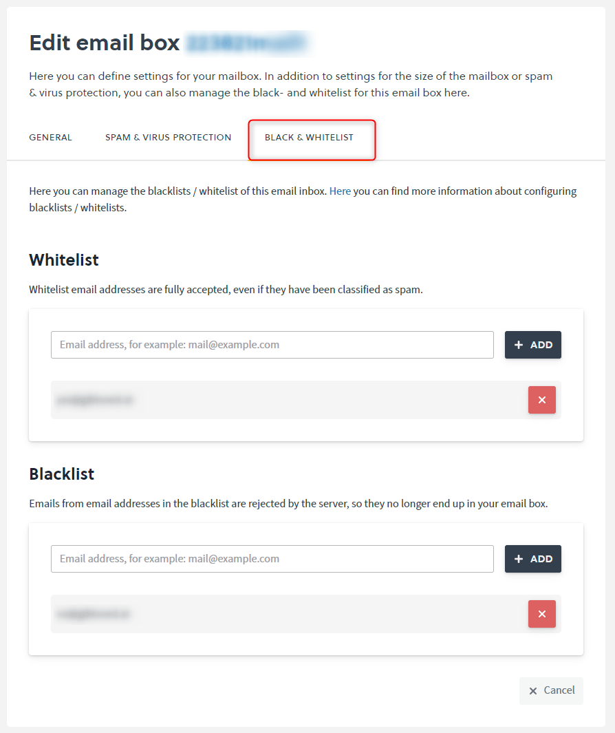 How to configure my personal black/whitelist? FAQ easyname