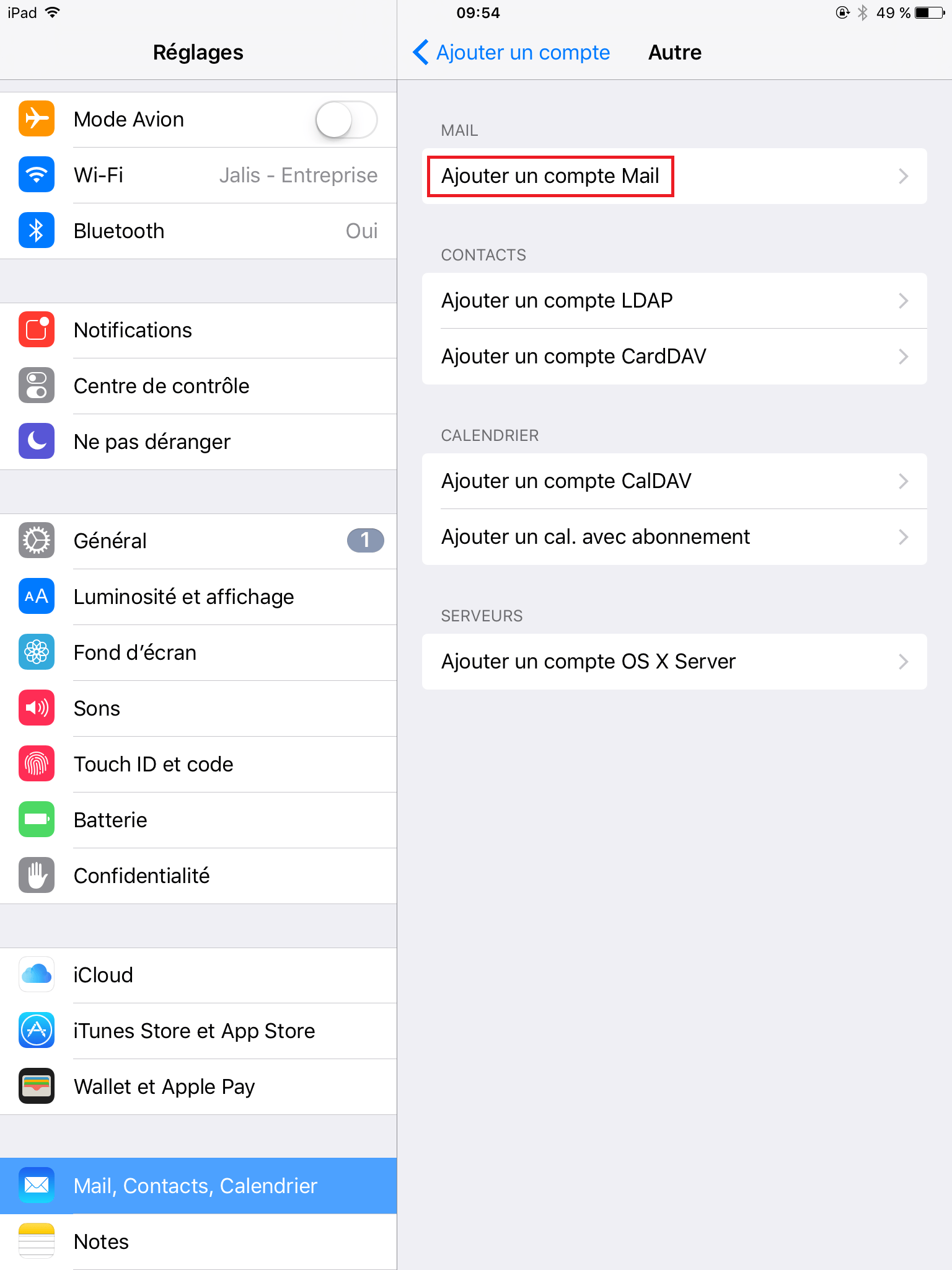paramétrer une adresse mail dans l'application Mail sur iPad