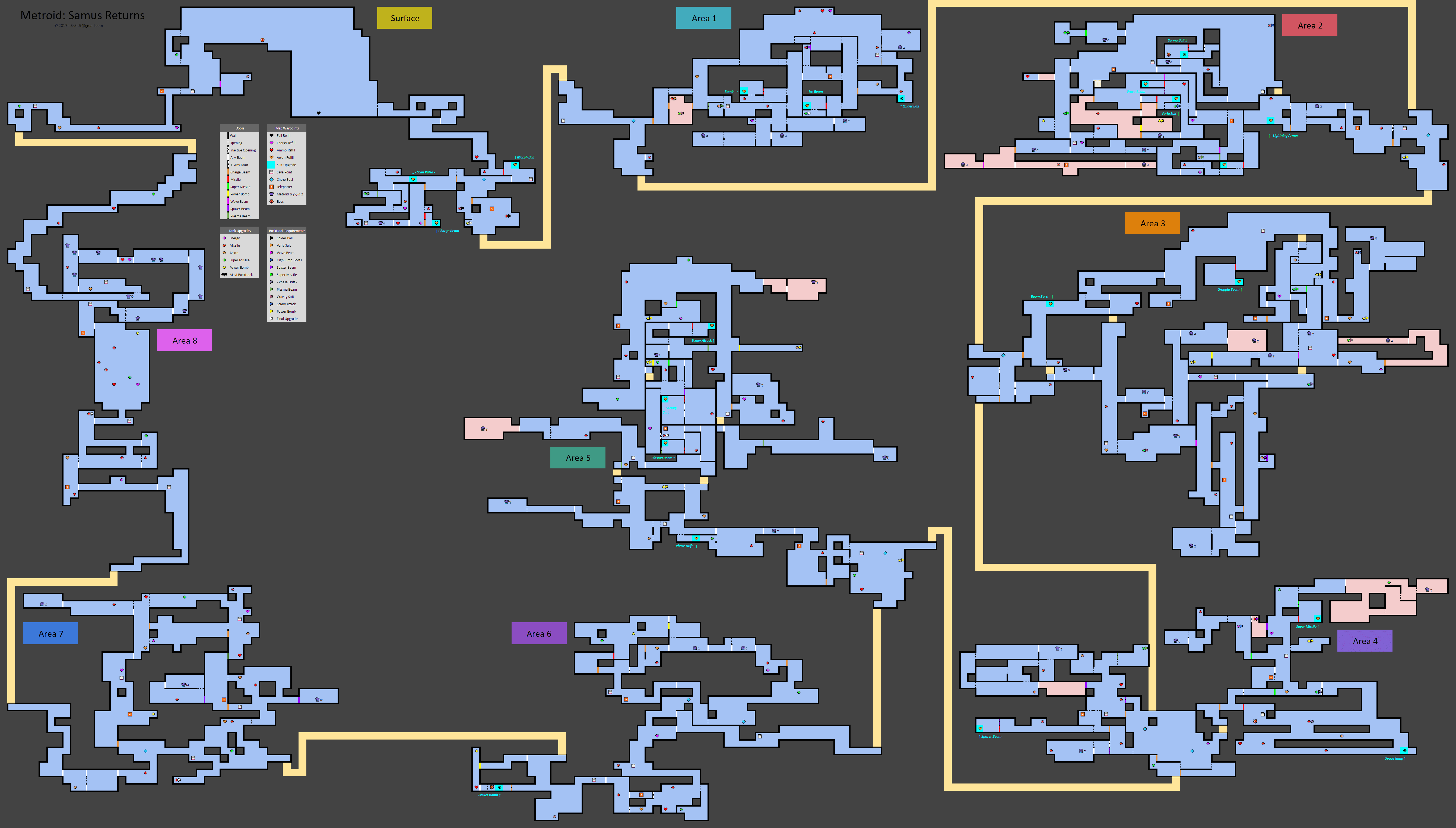 Metroid Samus Returns Game Map (GIF) v1.2 3x3is9 Neoseeker