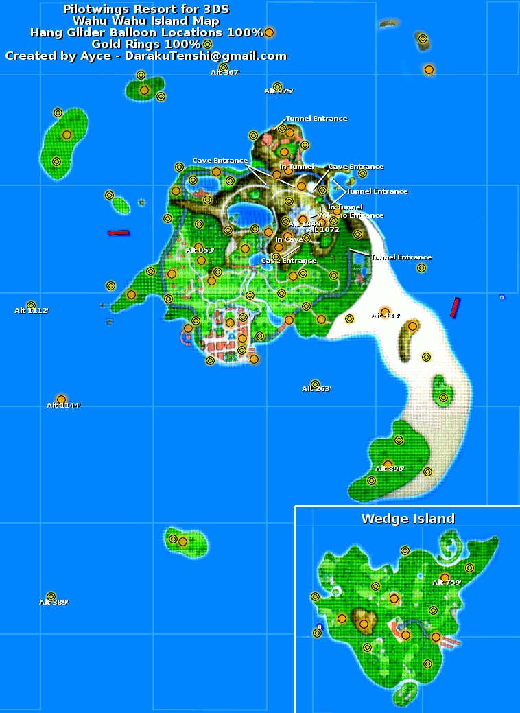 Pilotwings Resort Glider Balloon/Gold Ring Map (GIF) v1.0 Neoseeker Walkthroughs