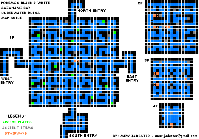Pokémon Black/White Sazanami Bay Underwater Ruins Map (PNG) Mew
