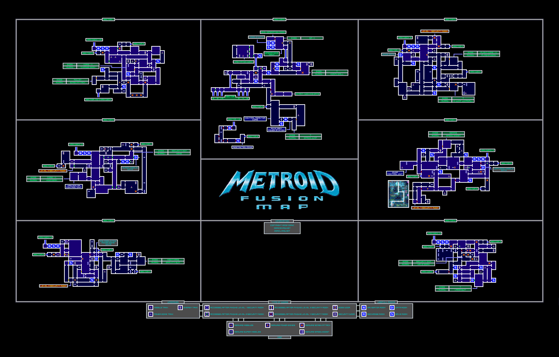 Metroid Fusion Full Map Metroid Fusion Game Map (GIF) Neoseeker Walkthroughs