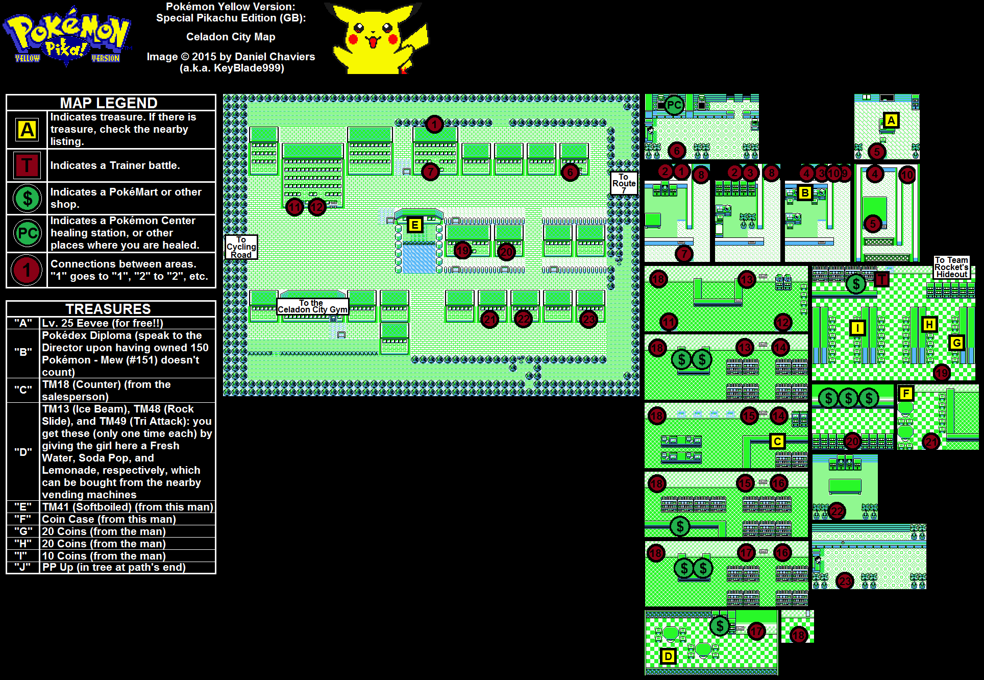 Pokémon Yellow Special Pikachu Edition Celadon City Map (PNG) Neoseeker Walkthroughs