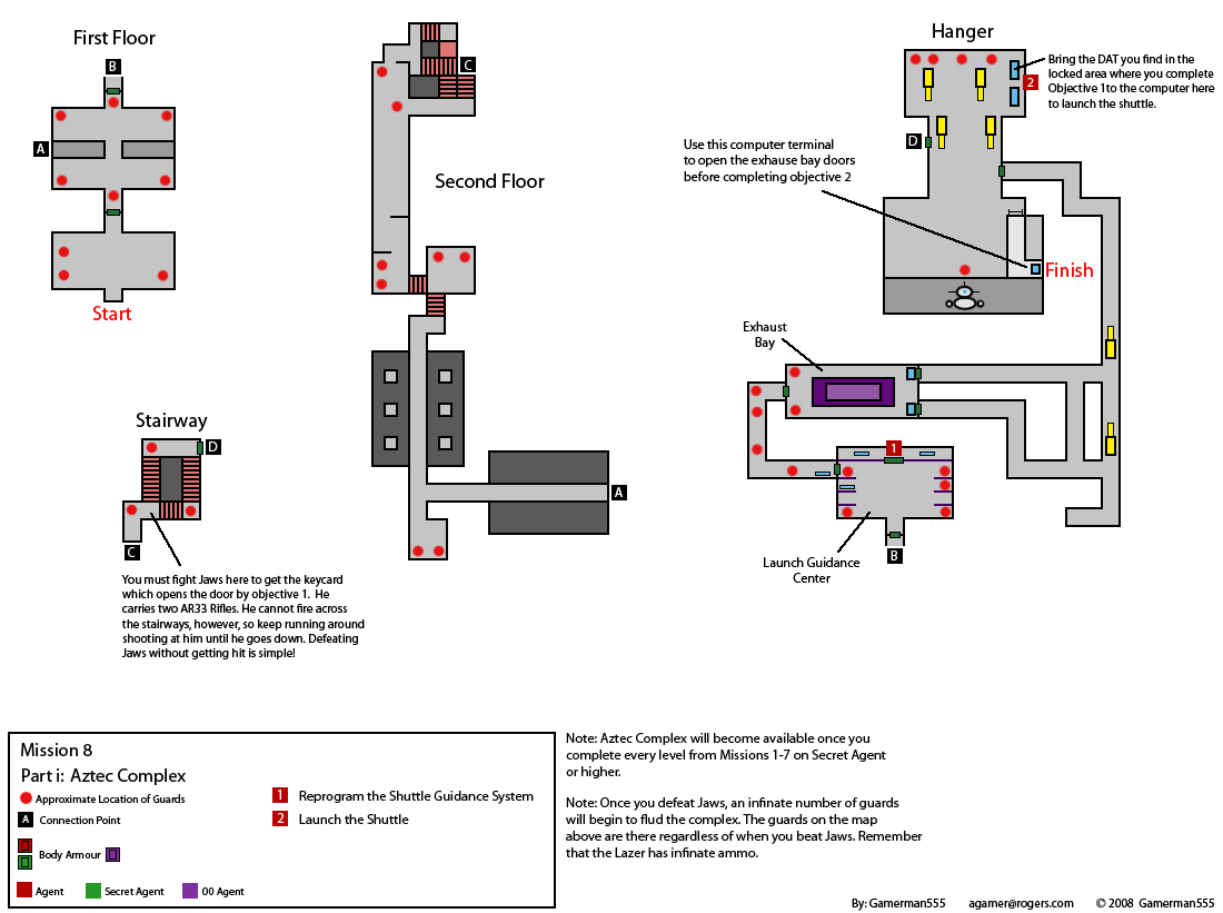 GoldenEye 007 Level 19 Aztec Complex Map (GIF) v1.0 gamerman555 Neoseeker Walkthroughs