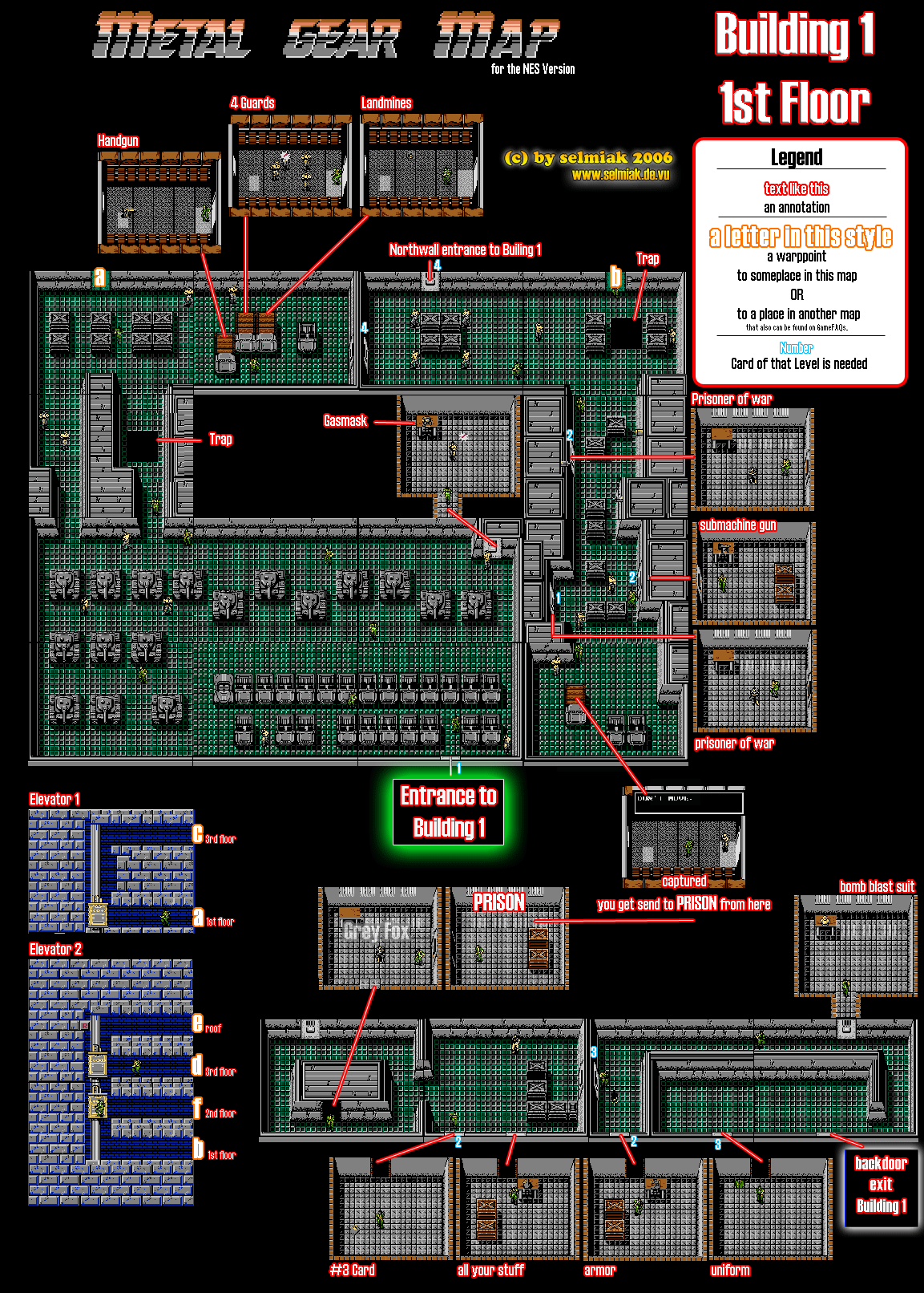 Metal Gear Building 1 1st Floor Map (PNG) Neoseeker Walkthroughs