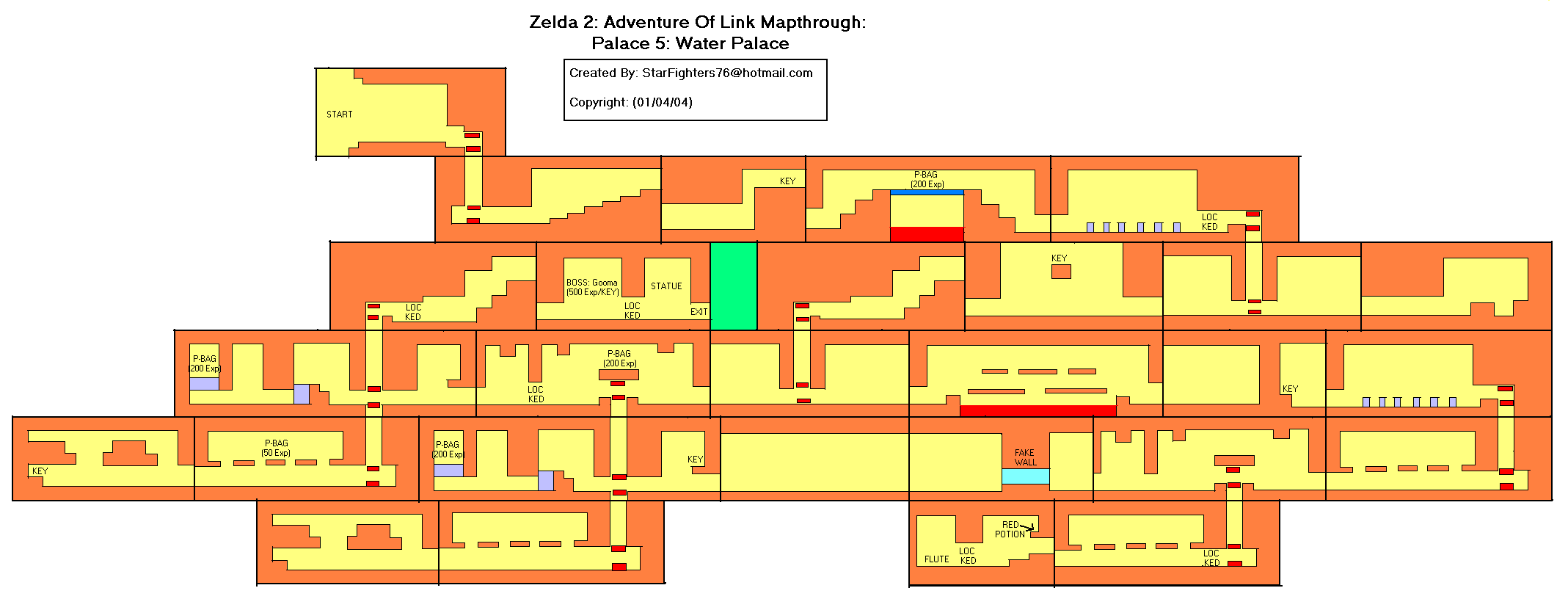 Zelda II The Adventure of Link Palace 5 Water Palace Map (GIF