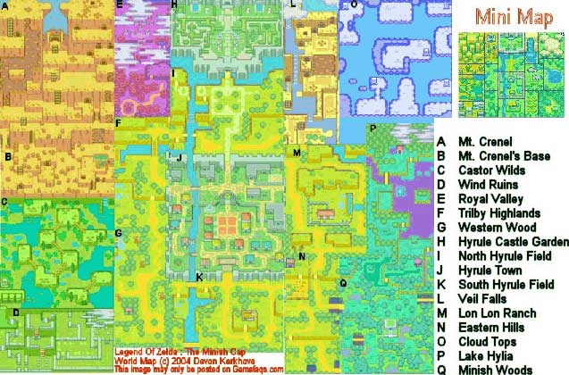 The Legend of Zelda The Minish Cap Wolrd Map
