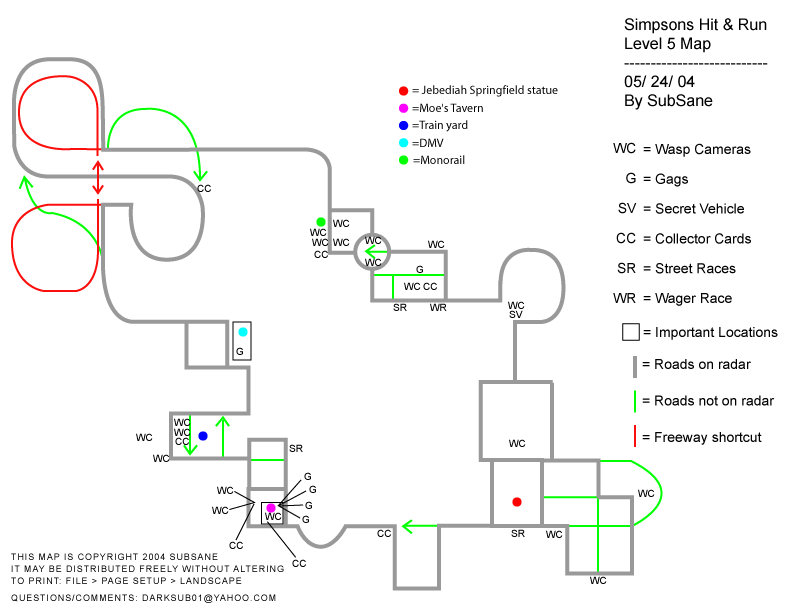 The Simpsons Hit & Run Game Maps