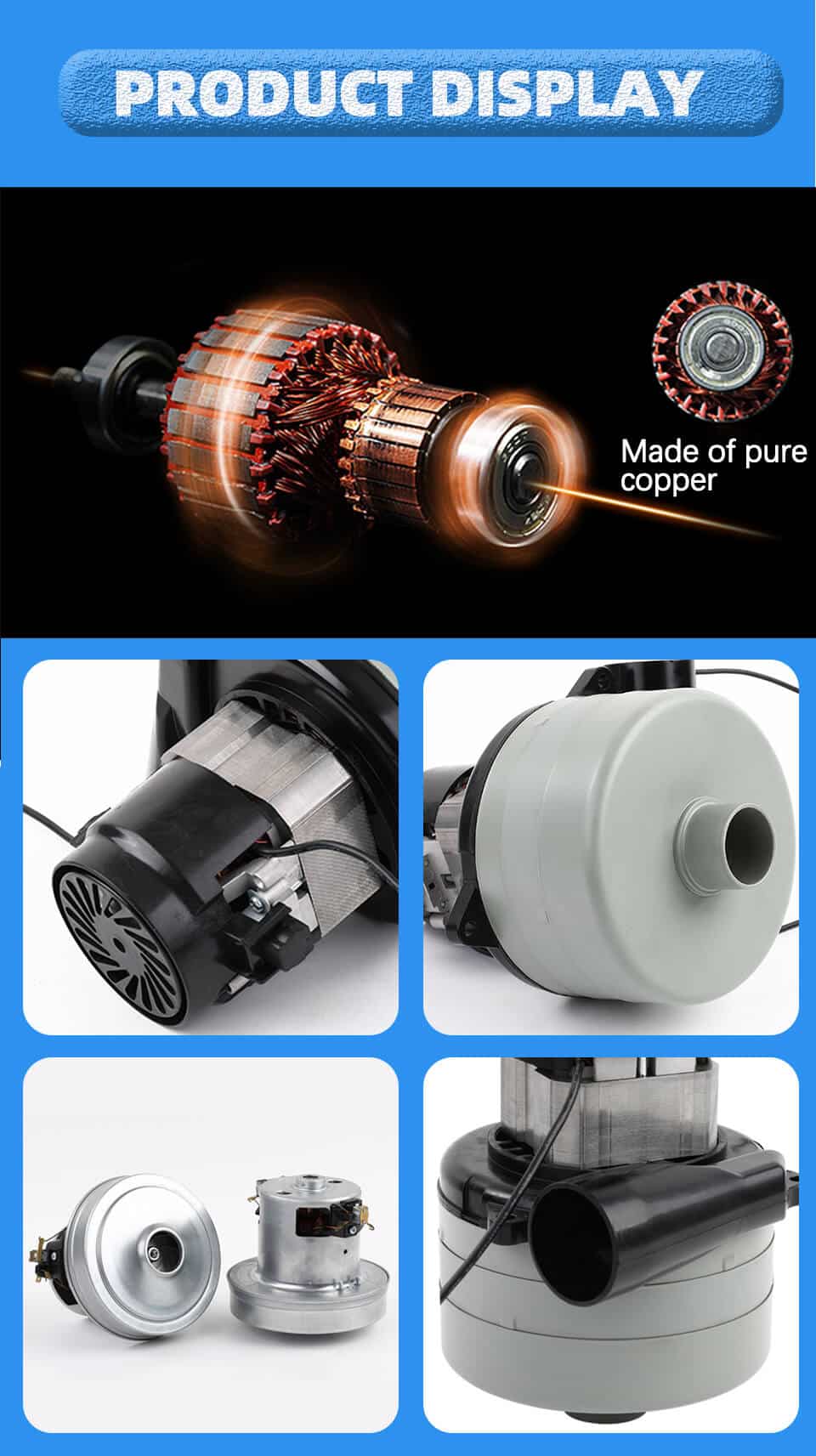 Industrial Wet Dry Vacuum Cleaner Motor Brushless Custom DC Brushless