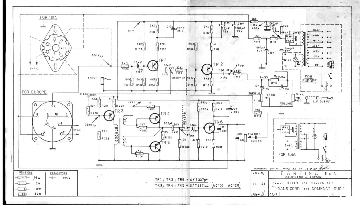 Farfisa F/AR Preamp and Reverb Schematic - Farfisa.org