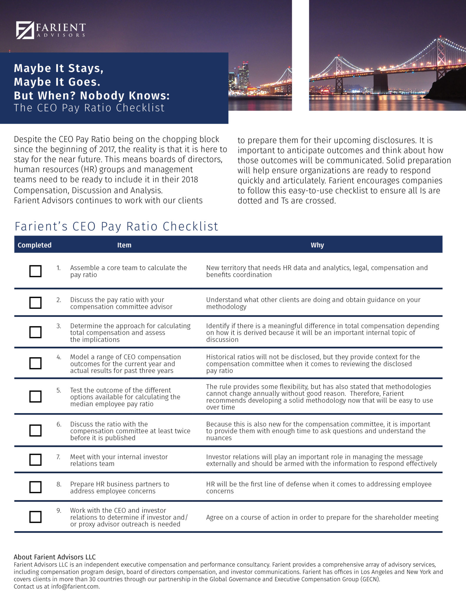 The CEO Pay Ratio Checklist Farient Advisors