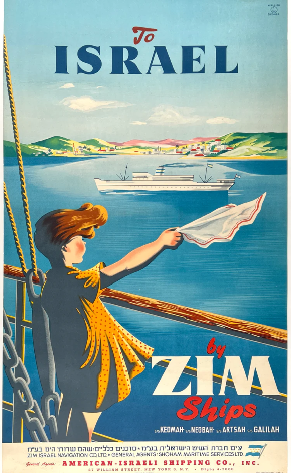 “To Israel By ZIM Ships” ZIM Shipping Company Vintage posters VINTAGE