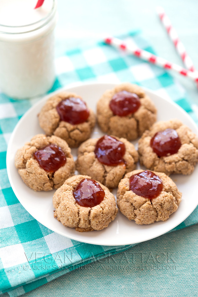 Almond ButterJam Thumbprint Cookies Vegan Yack Attack