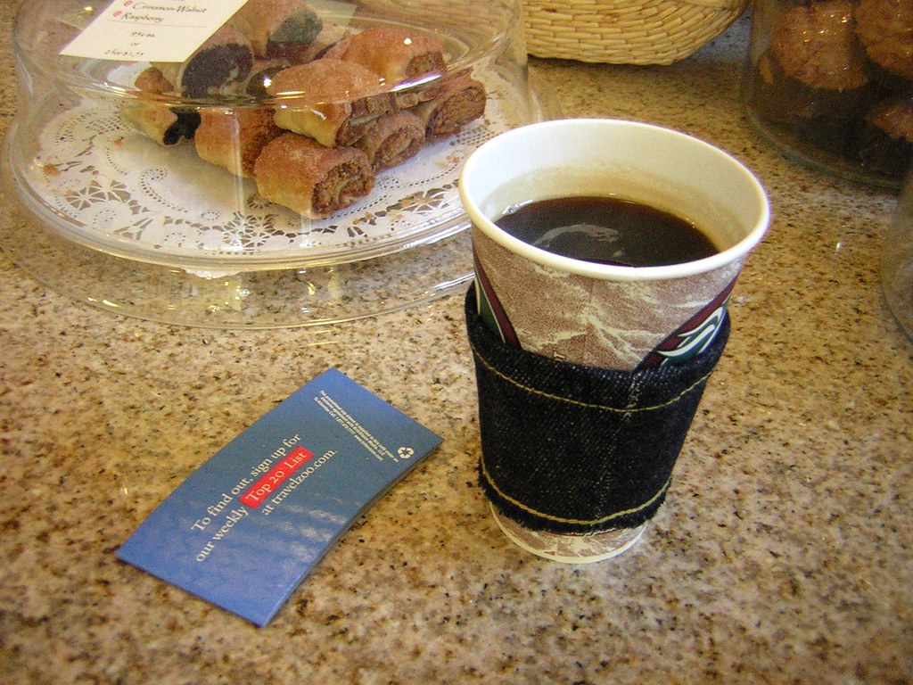 Raw denim coffee cozy Doc Pop's Blog
