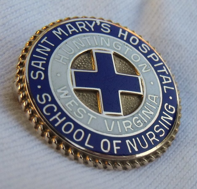St. Mary's Hospital School of Nursing Graduation Pin 1957 Huntington
