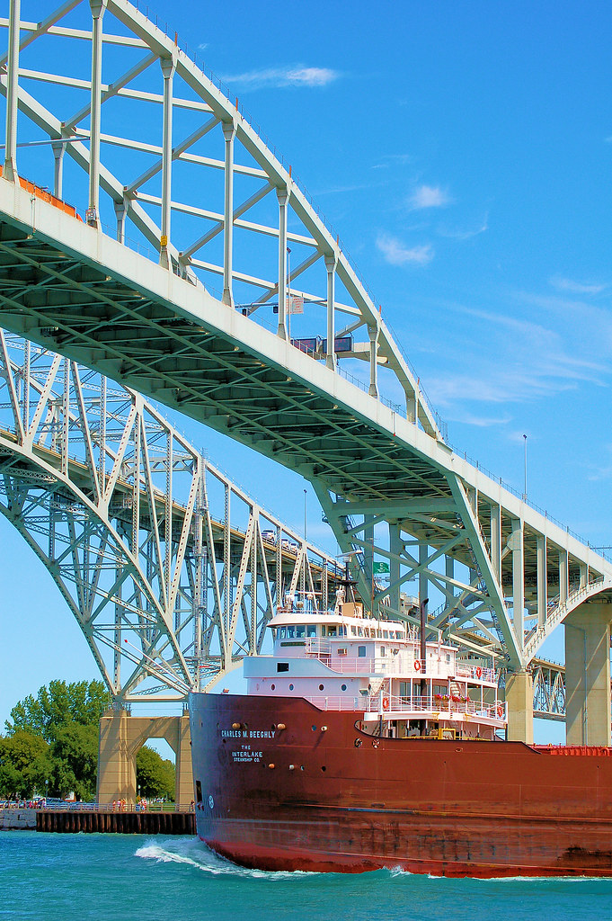 Blue Water Bridge and Freighter Port Huron Michigan SleepingBear