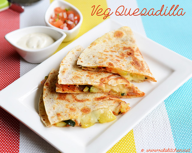 Vegetable quesadilla recipe Raks Kitchen Indian Vegetarian recipes
