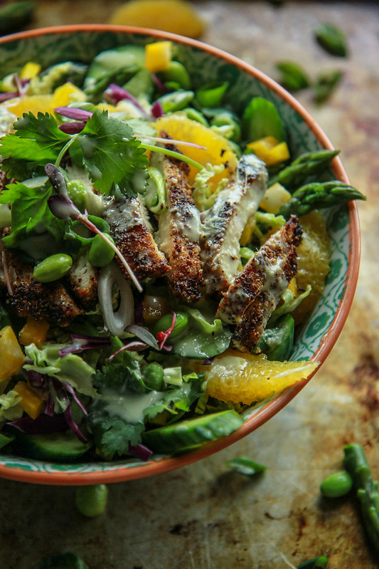 Almond Crusted Chicken and Orange Wasabi Salad Heather Christo