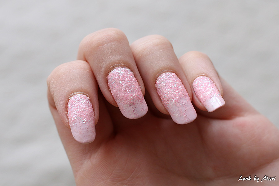 Pale Pink Glitter Nails Look by Mari
