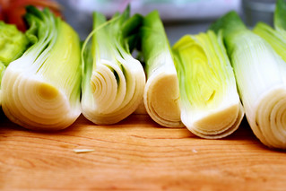 halved leeks