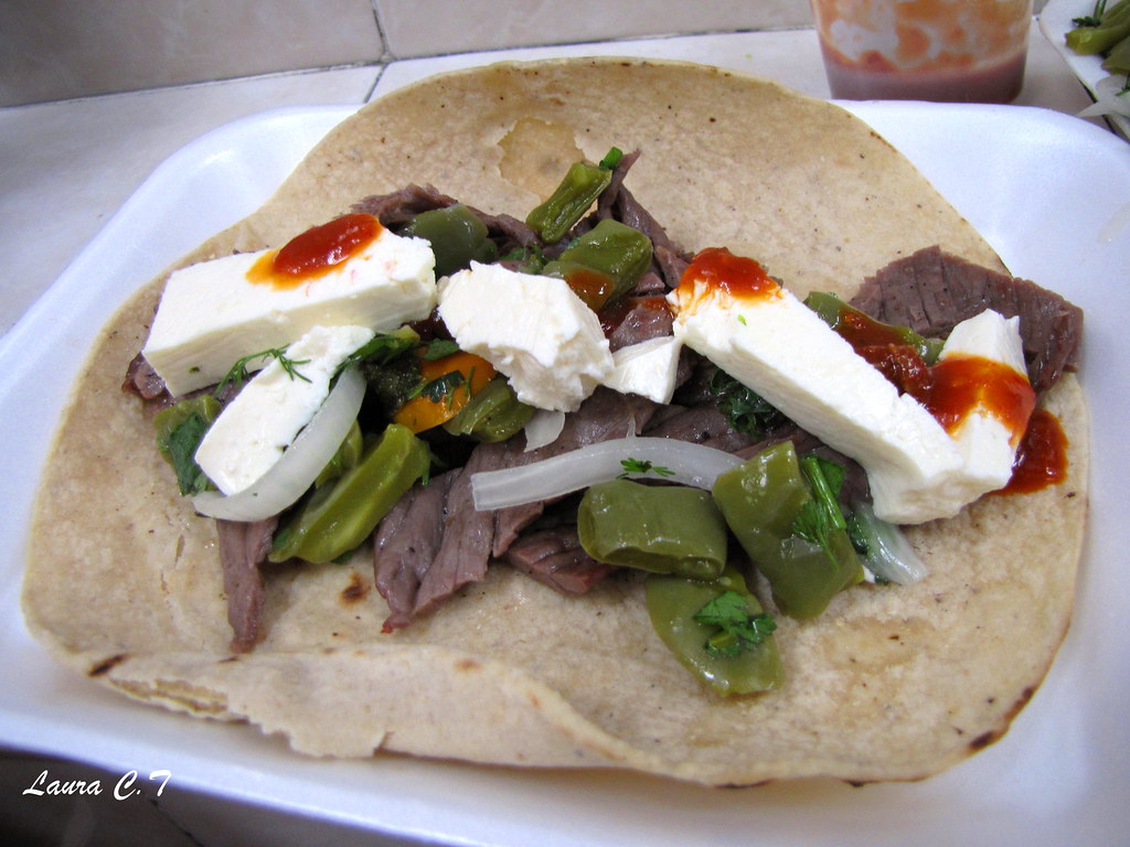Taco de cecina, queso, nopales y salsa a photo on Flickriver