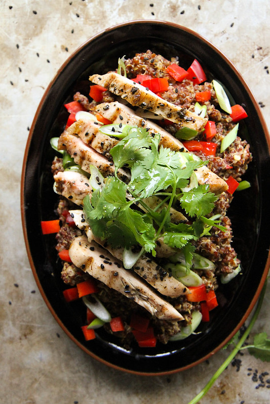 Sesame Ginger Quinoa Salad with Grilled Chicken Heather Christo
