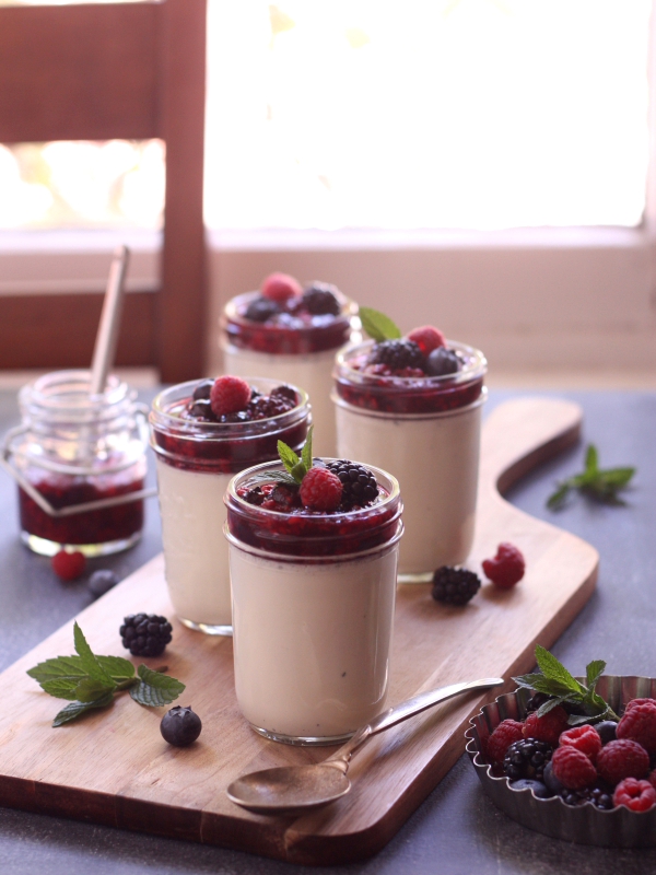 Vanilla Bean Panna Cotta with Roasted Berries Completely Delicious