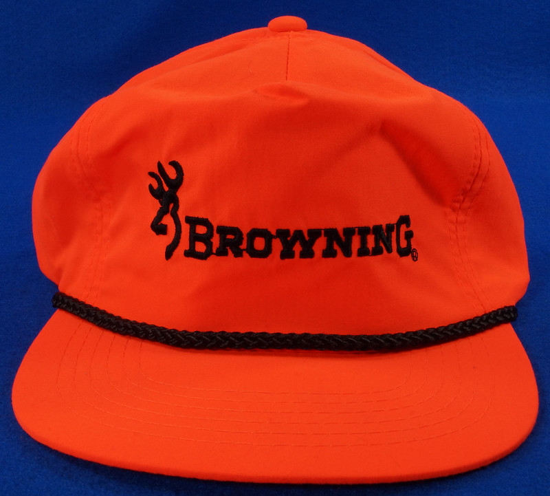 SOLD Vintage Browning Hunters Orange Nylon Hat Cap Hook and Loop w