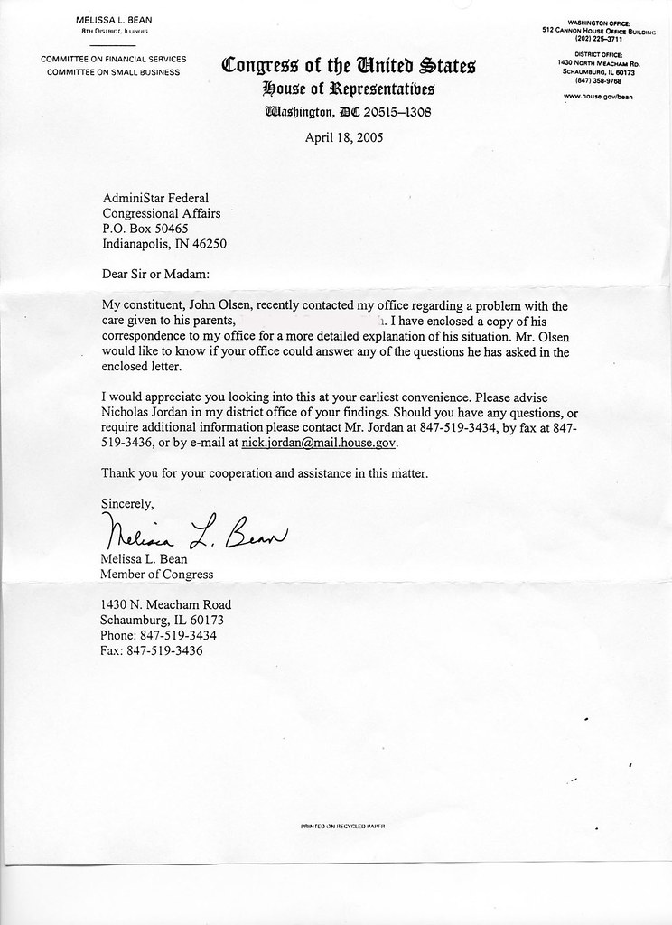Health+Care=Grief Congresswoman Melissa Bean (DIL, Eighth District