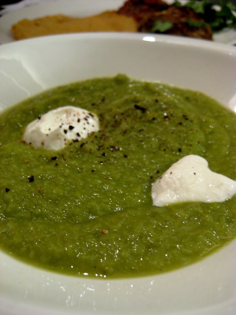 Things we ate for dinner Chilled pea soup with mint