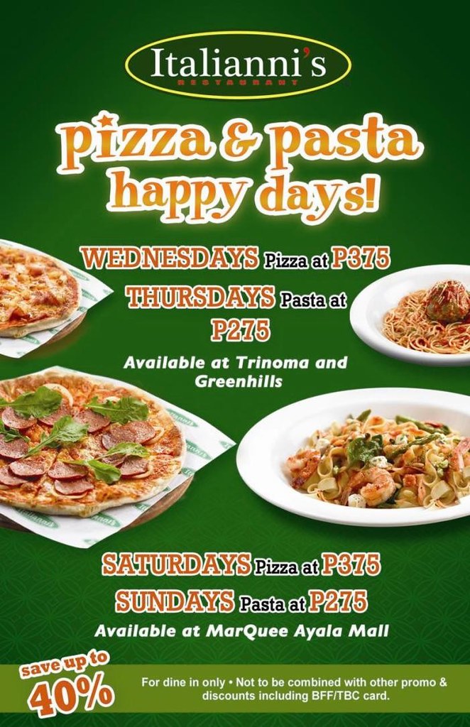 Italianni’s Pizza and Pasta Promo Bits and Snippets of the Philippines