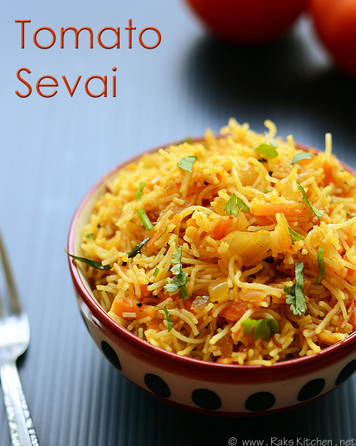 Tomato sevai Thakkali sevai recipe Raks Kitchen Indian Vegetarian