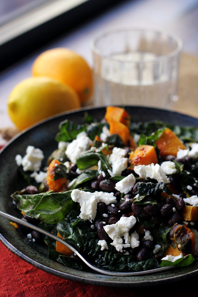 Butternut Squash and Smoky Black Bean Kale Salad Joanne Eats Well