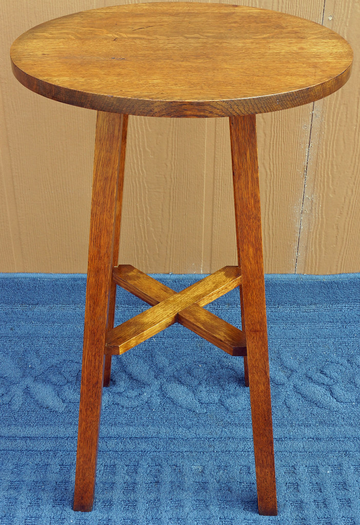 SOLD Antique Arts and Crafts style Small Round Oak Table Bag The 