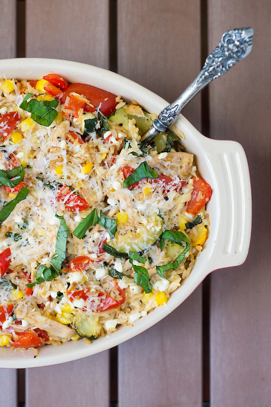Roasted Summer Vegetable and Rice Casserole with Chicken • Cook Like A