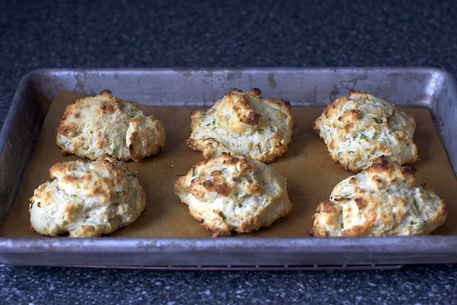blue cheese scallion drop biscuits