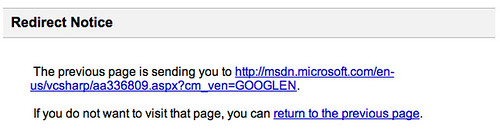 Google Bug Serves "Redirect Notice" On Queries With Hashes