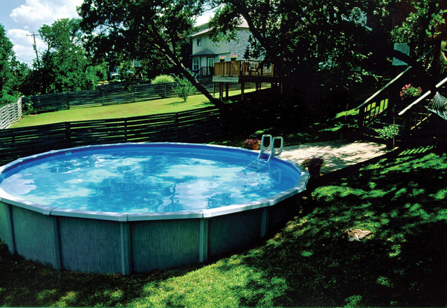 Above ground pool in sloped backyard Swimming pool ideas, … Flickr