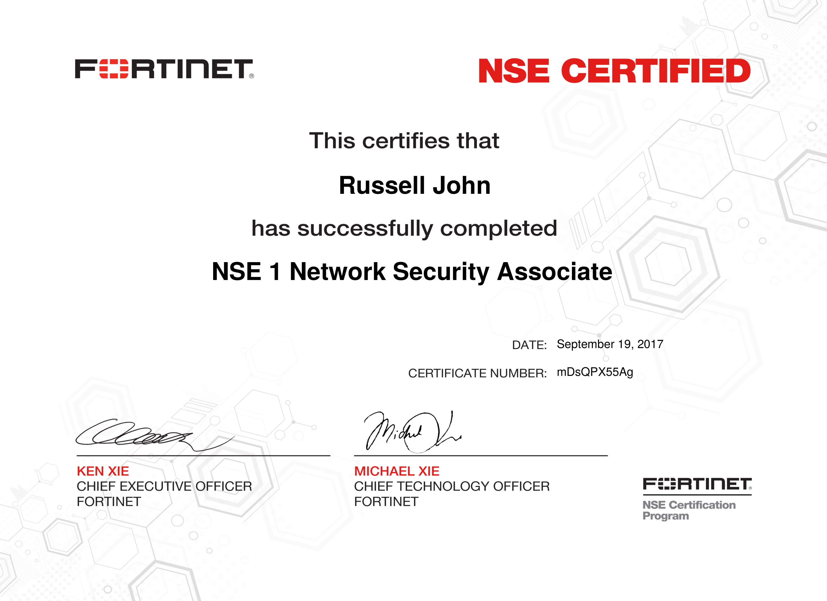 NSE 1 Network Security Associate Cyber Kingdom of Russell John