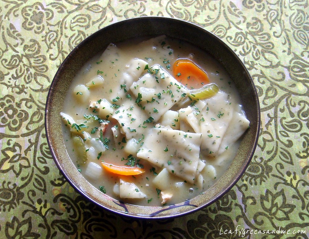 Pennsylvania Dutch Potpie with Homemade Noodles Leafy Greens and Me