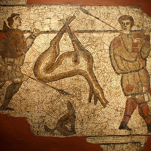 Section from the mosaic Dido's fido wants dinner