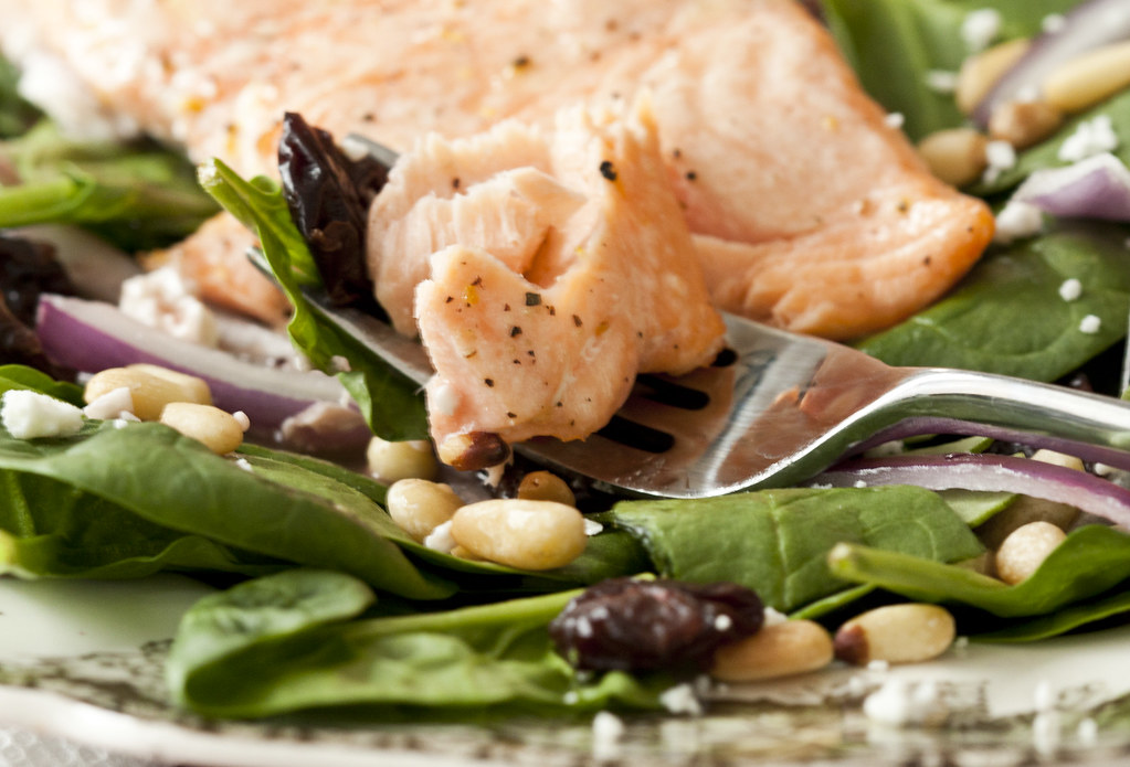 Red Lab No. 27 Spinach Salad with Salmon & Dried Cherries