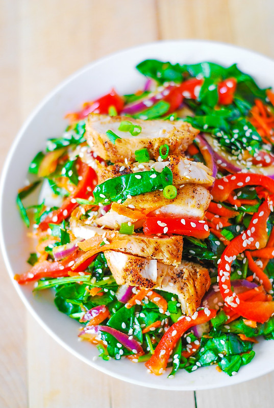 Asian chicken salad with ginger sesame dressing
