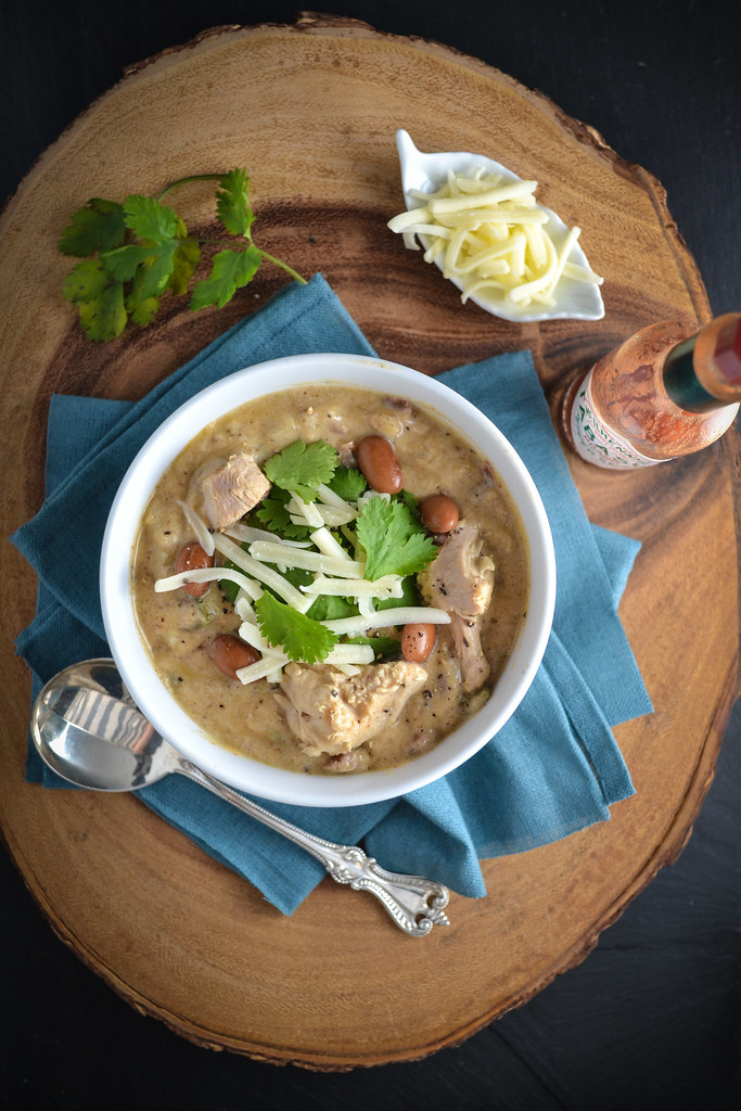 White Chicken Chili with Pinto Beans and Poblanos