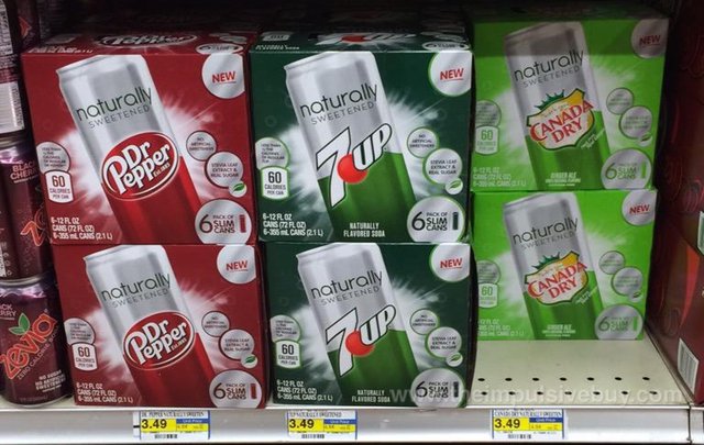 SPOTTED ON SHELVES Naturally Sweetened Dr Pepper, 7UP, and Canada Dry